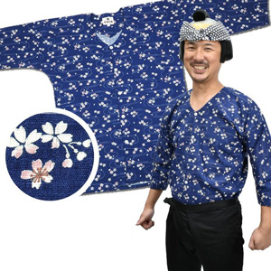 鯉口シャツ波に桜