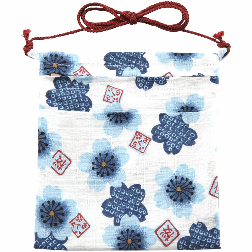お祭りポシェット ポーチ 大さくら 青 | 祭り用品専門店の祭すみたや 