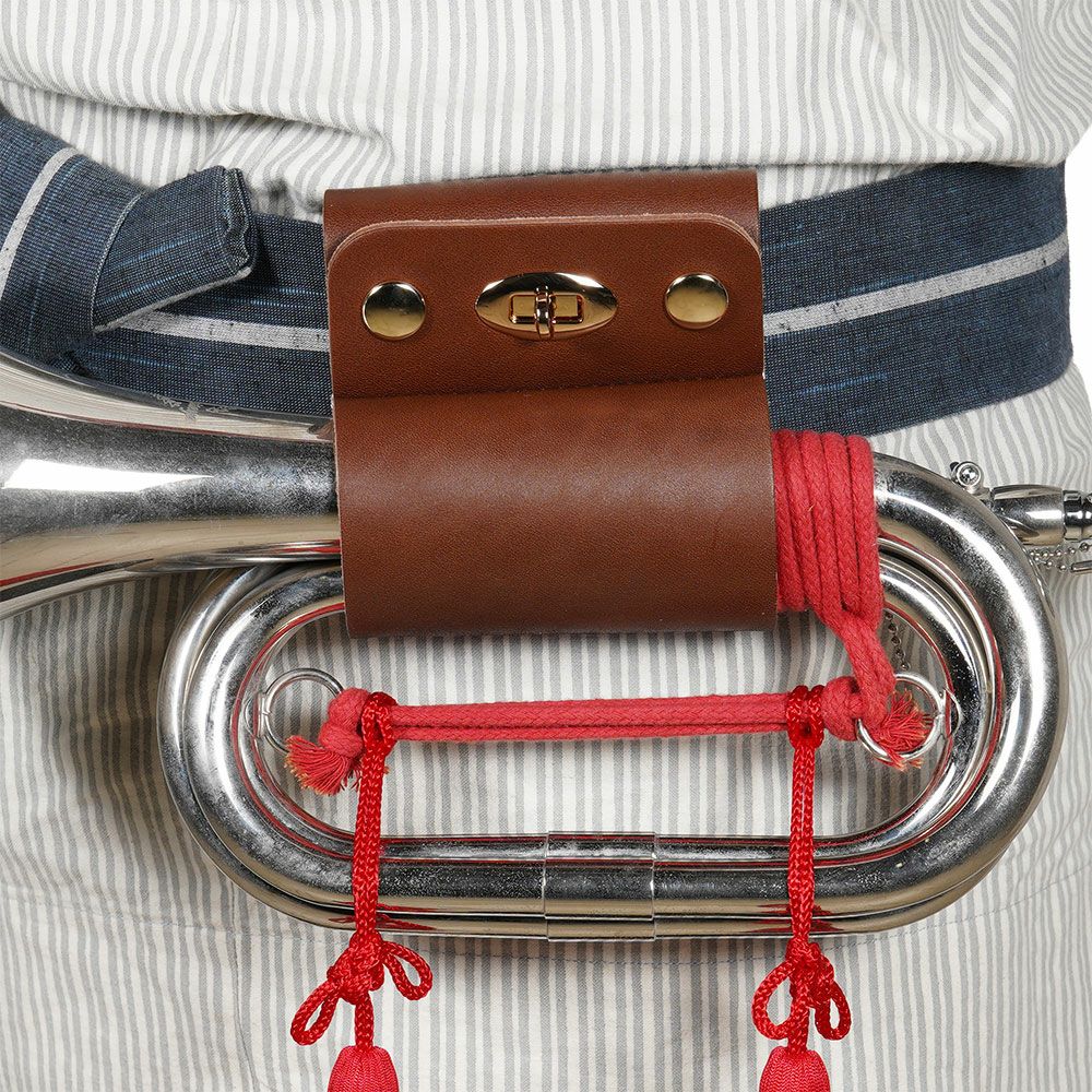 本革製　ラッパホルダー　こげ茶色