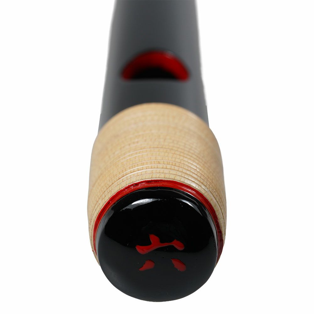 紫山　獅子田　黒塗り　籐両巻篠笛　7穴6本調子