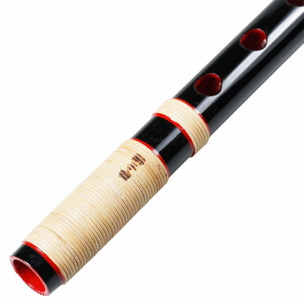 紫山　獅子田　黒塗り　籐両巻篠笛　7穴6本調子