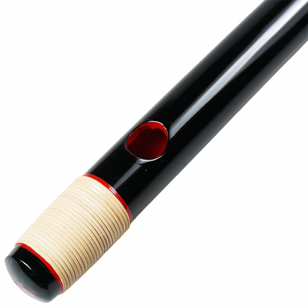 紫山　獅子田　黒塗り　籐両巻篠笛　7穴5本調子