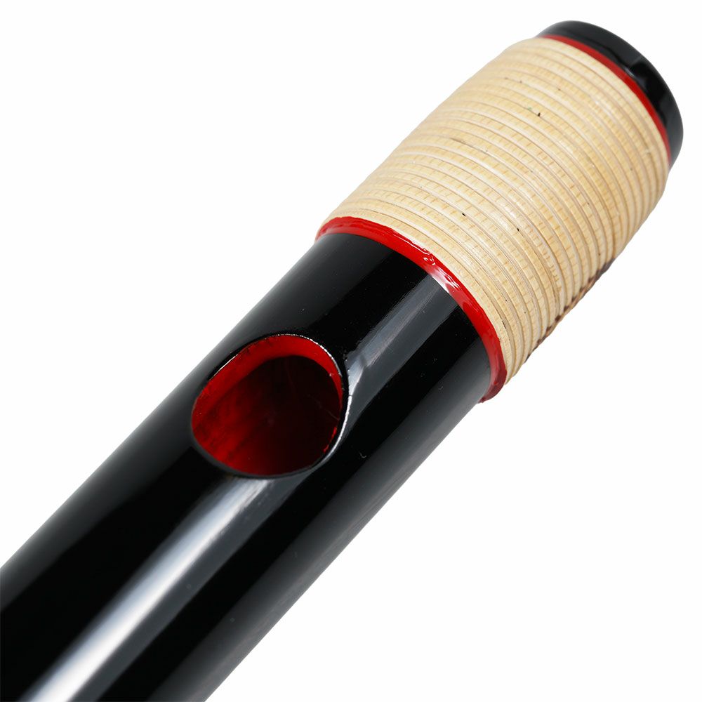 紫山　獅子田　黒塗り　籐両巻篠笛　6穴5本調子