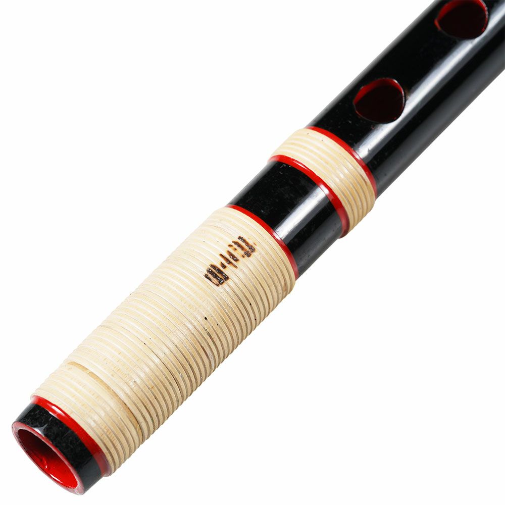 紫山　獅子田　黒塗り　籐両巻篠笛　6穴5本調子