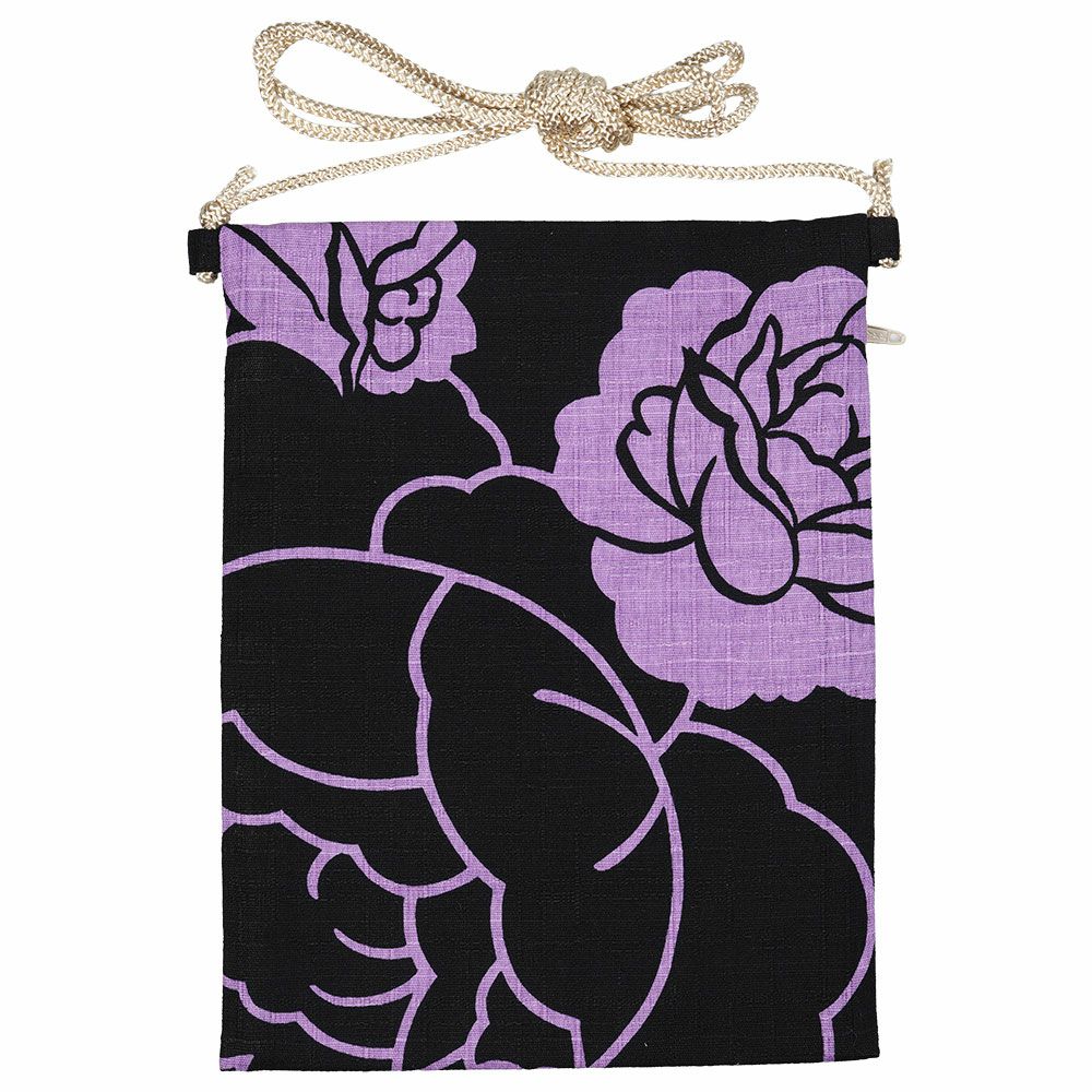 縦長ポーチ　薔薇　ふじ色