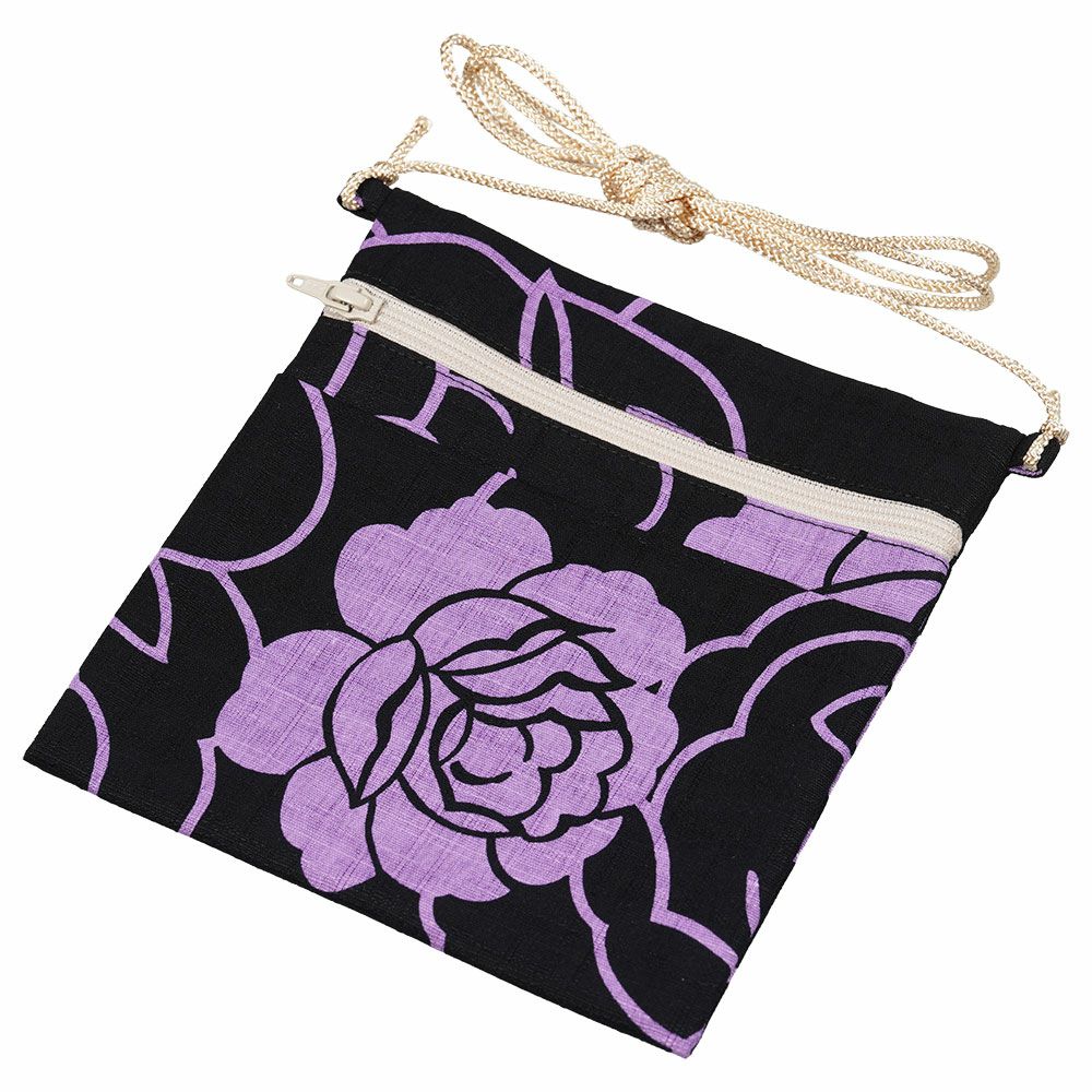 ポーチ　薔薇　ふじ色