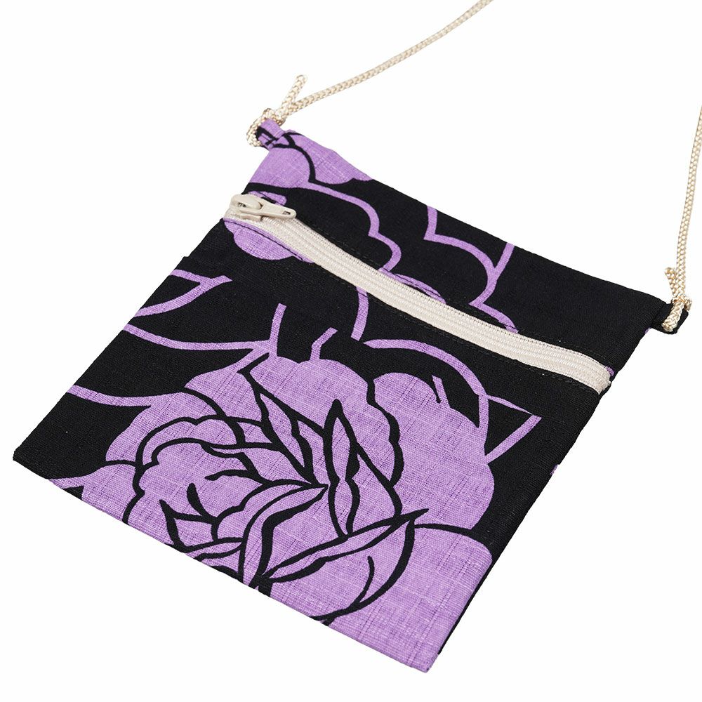 子供用お祭りポシェット　薔薇　ふじ色