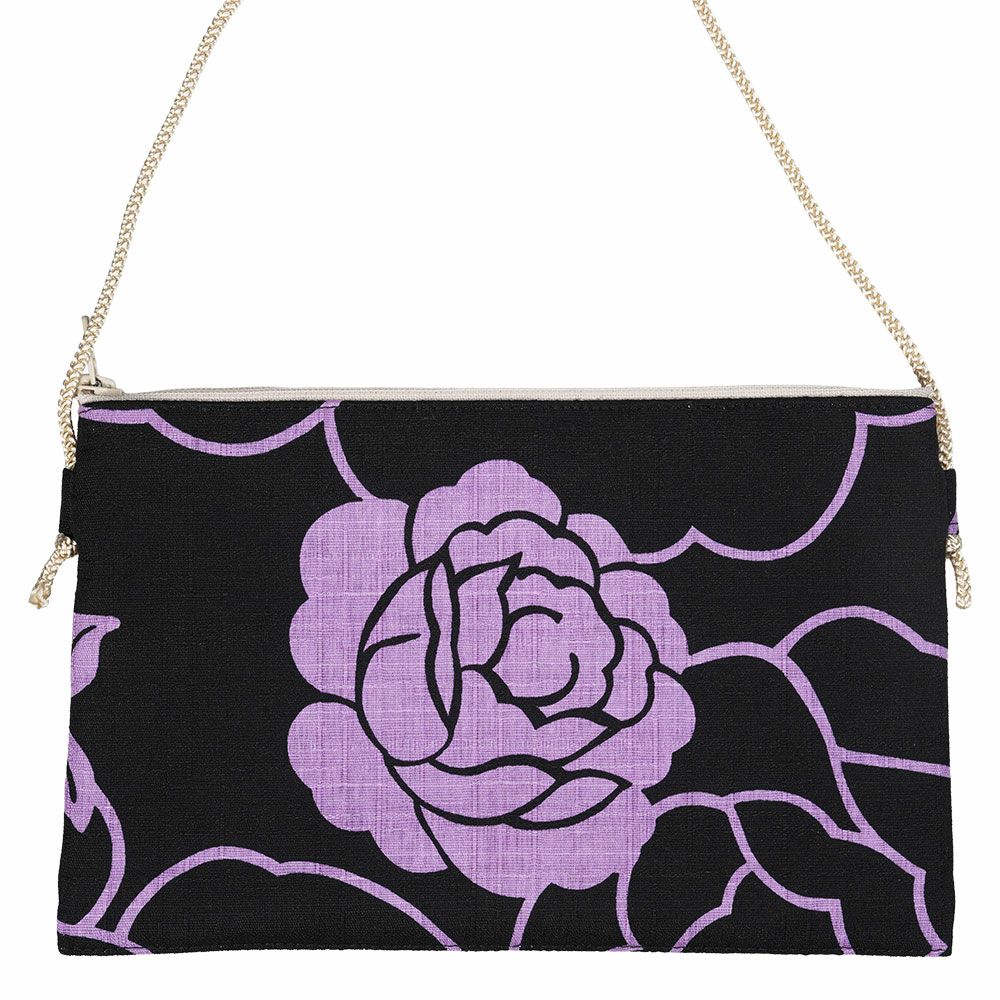 スマホ操作対応お祭りポーチ　薔薇　ふじ色