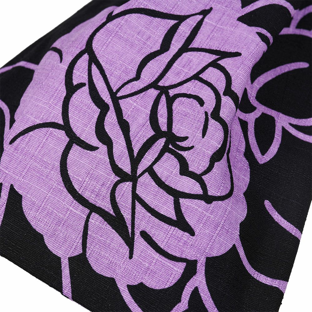 腰下げ巾着袋　薔薇　ふじ色