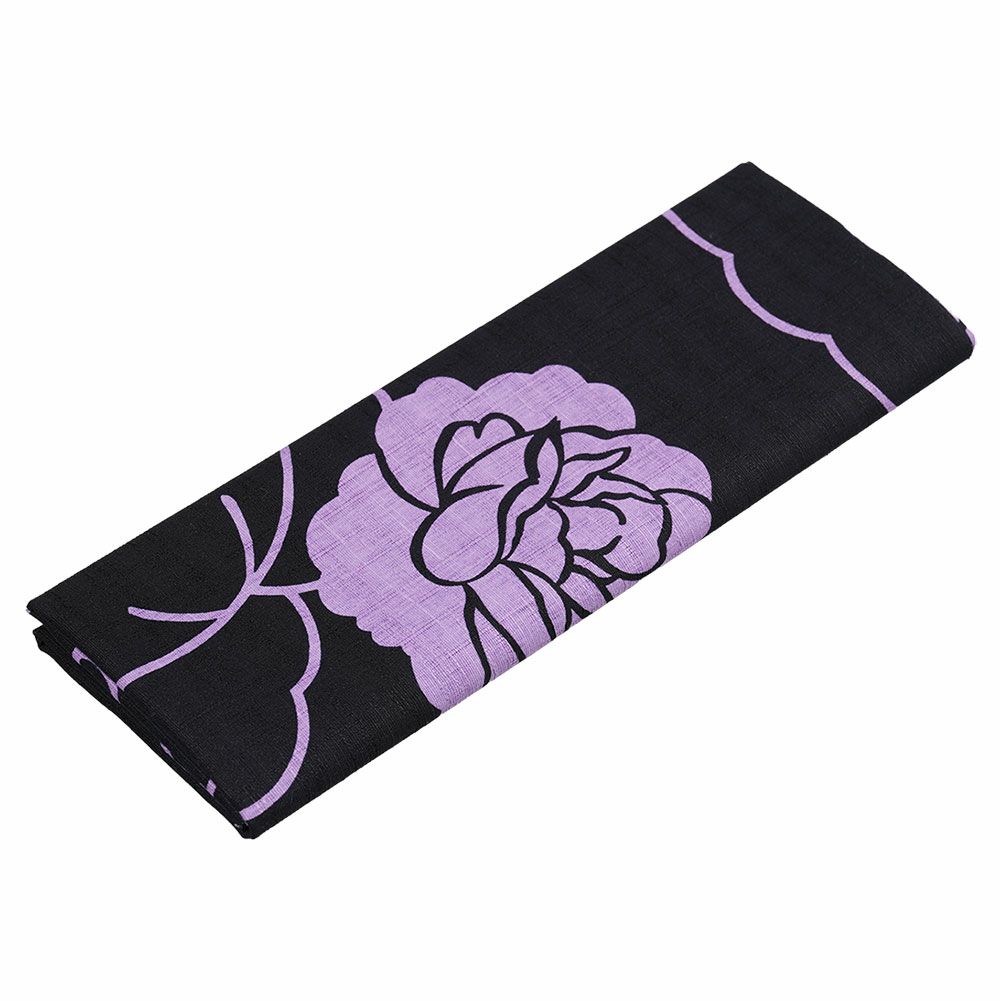 東京小粋　プリント手ぬぐいサイズ生地　薔薇　ふじ色